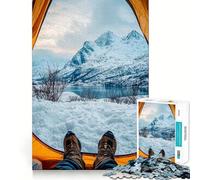 Rompecabezas difícil para Adultos con Vista a una montaña Nevada Desde una Tienda de campaña, 1000 Piezas Mejora la Memoria, relaja la Mente, Bordes Afilados, Regalo Elegante (50x75cm)
