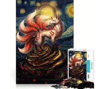 Rompecabezas difícil para Adultos con Zorro de Nueve Colas al Estilo de La Noche Estrellada, 1000 Piezas, Juego Inteligente para el hogar, Disfruta del Montaje de la Imagen, Regalo Festivo (38x52cm)