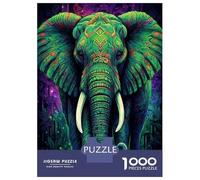 Rompecabezas Difícil para Adultos De 1000 Piezas Aesthetic Neon Elephant Rompecabezas Juego Práctico Una Obra De Arte Regalos para Amigos Y Familiares 52x38cm/1000pcs