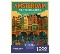 Rompecabezas Difícil para Adultos De 1000 Piezas Amsterdam Netherlands Travel Rompecabezas Antiestrés Juguetes De Corte De Precisión Gran Regalo para Jugar 70x50cm/1000pcs