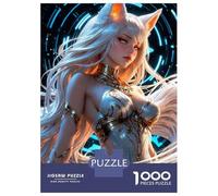 Rompecabezas Difícil para Adultos De 1000 Piezas Anime Fox Girl with Cyberpunk Background Rompecabezas para Adultos Juego Familiar Difícil Gran Regalo para Jugar 70x50cm/1000pcs