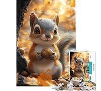 Rompecabezas difícil para Adultos de 1000 Piezas Ardilla Adorable con Bellota en otoño Ayuda a ejercitar el Cerebro Juguete Educativo y Divertido para Toda la Familia a Partir de 14 años 38x26cm