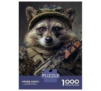 Rompecabezas Difícil para Adultos De 1000 Piezas Armed Raccoon Soldier Portrait Rompecabezas para Adultos Juguetes De Bricolaje Mejora La Memoria Desafiante De Completar 70x50cm/1000pcs