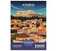 Rompecabezas Difícil para Adultos De 1000 Piezas Athens Greece Travel Art Rompecabezas para Adultos Juego Familiar Difícil Gran Regalo para Jugar 52x38cm/1000pcs