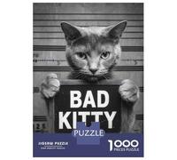 Rompecabezas Difícil para Adultos De 1000 Piezas Bad Kitty Mugshot Rompecabezas para Adultos Juegos Relajantes Regalo De Cumpleaños Desafío Educativo 70x50cm/1000pcs