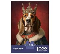 Rompecabezas Difícil para Adultos De 1000 Piezas Basset Hound The King Rompecabezas para Adultos Juegos Relajantes Regalo De Cumpleaños Desafío Educativo 70x50cm/1000pcs