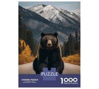 Rompecabezas Difícil para Adultos De 1000 Piezas Bear on Road with Mountain Rompecabezas para Adultos Juego De Ingenio Carrera De Velocidad De Manos Desafío Educativo 38x26cm/1000pcs