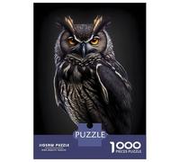 Rompecabezas Difícil para Adultos De 1000 Piezas Black Owl Rompecabezas para Adultos Juguetes De Bricolaje Mejora La Memoria Desafiante De Completar 70x50cm/1000pcs