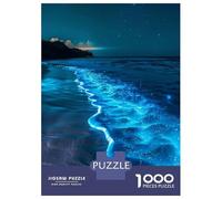 Rompecabezas Difícil para Adultos De 1000 Piezas Blue Glowing Beach at Night Rompecabezas para Adultos Juguetes De Bricolaje Mejora La Memoria Desafiante De Completar 38x26cm/1000pcs