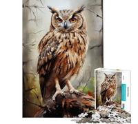 Rompecabezas difícil para Adultos de 1000 Piezas Búho cornudo/Búho Real Juegos educativos Juguetes Juegos educativos Regalos Divertidos para Mujeres (tamaño 38x26cm)