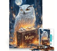 Rompecabezas difícil para Adultos de 1000 Piezas Búho Nival y Libro mágico Juguete Que desafía la Mente Ideal para el Ocio Corte preciso Regalo Memorable (38x52cm)