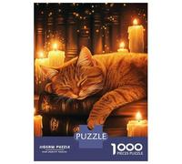 Rompecabezas Difícil para Adultos De 1000 Piezas Candlelit Cat'S Dream Rompecabezas para Adultos Juguetes Antiestrés Desafío Educativo De Corte De Precisión 52x38cm/1000pcs
