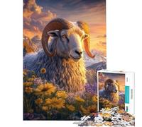 Rompecabezas difícil para adultos de 1000 piezas carnero de montaña en flor rompecabezas para adultos juegos relajantes vacaciones en casa matar el tiempo regalo de cumpleaños regalos (tamaño 38x26cm)