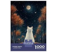 Rompecabezas Difícil Para Adultos De 1000 Piezas Cat Gazing at The Moon Poster, Picture, Metal Print, Paint by Pink Banana Rompecabezas Para Adultos Juegos Relajantes Mejora La Memoria Regalo De Cumpl