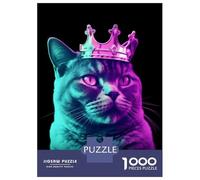 Rompecabezas Difícil para Adultos De 1000 Piezas Cat King Rompecabezas para Adultos Juego Práctico Arte De Pared Regalo De Cumpleaños, Regalos, 52x38cm/1000pcs