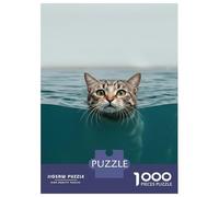 Rompecabezas Difícil para Adultos De 1000 Piezas Cat Swimming in Water Rompecabezas Juego Práctico Una Obra De Arte Regalos para Amigos Y Familiares 70x50cm/1000pcs