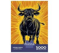 Rompecabezas Difícil para Adultos De 1000 Piezas Charging Bull on Yellow Background Rompecabezas para Adultos Juego Familiar Difícil Gran Regalo para Jugar 70x50cm/1000pcs