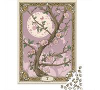 Rompecabezas Difícil para Adultos De 1000 Piezas Cherry Blossom Moon Tarot Card Rompecabezas Juego Práctico Una Obra De Arte Regalos para Amigos Y Familiares 70x50cm/1000pcs