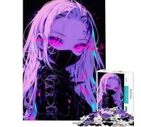 Rompecabezas difícil para Adultos de 1000 Piezas Chica Anime Rosa neón Ideal para cumpleaños y Navidad Decoración Juego Educativo Apto para Mayores de 14 años (38x26cm)