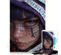 Rompecabezas difícil para Adultos de 1000 Piezas Chica de Ojos morados con Tatuajes Juego Inteligente para el hogar Disfruta del Montaje de la Imagen Regalo Festivo (38x26cm)