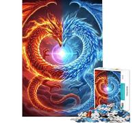 Rompecabezas difícil para Adultos de 1000 Piezas Choque Eterno de Dragones de Fuego y Hielo Rompecabezas para Adultos Juego Familiar Divertido y Original Regalos para Amigos y Familiares (38x52cm)