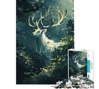 Rompecabezas difícil para Adultos de 1000 Piezas Ciervo Blanco en la Jungla Juego de ingenio Juguete desafiante Regalo de cumpleaños Decoración de Pared (Tamaño 38x26cm)