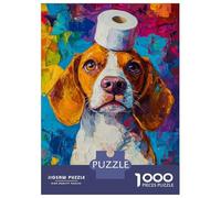 Rompecabezas Difícil para Adultos De 1000 Piezas Colorful Canine with Toilet Paper Hat Rompecabezas para Adultos Juego De Ingenio Carrera De Velocidad De Manos Desafío Educativo 52x38cm/1000pcs