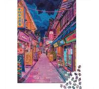 Rompecabezas Difícil para Adultos De 1000 Piezas Colorful Night Market Street Scene Rompecabezas Juego Práctico Una Obra De Arte Regalos para Amigos Y Familiares 52x38cm/1000pcs
