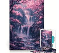 Rompecabezas difícil para Adultos de 1000 Piezas con diseño de cerezos en Flor y Cascada Ideal para Relajarse y desconectar Diseño clásico y Elegante (50x75cm)