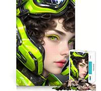 Rompecabezas difícil para Adultos de 1000 Piezas con diseño de Chica Anime futurista neón, Juguete de Tren lógico, Corte Suave, Regalo Premium (50x75cm)