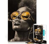 Rompecabezas difícil para Adultos de 1000 Piezas con diseño de Chica fumando Marihuana Juguete de lógica Corte de precisión Sorpresa cálida 50x75cm