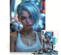Rompecabezas difícil para Adultos de 1000 Piezas con diseño de Chica Sexy de Ciudad Cyberpunk Juguete de lógica Corte de precisión Sorpresa cálida 38x52cm