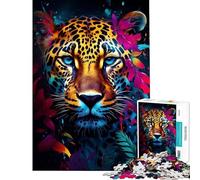 Rompecabezas difícil para Adultos de 1000 Piezas con diseño de Leopardo de Colores Ideal para divertirse en casa Juguete de desafío para Decorar la Pared Ideal para Mayores de 14 años (38x26cm)