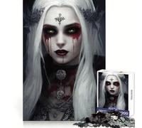 Rompecabezas difícil para Adultos de 1000 Piezas con diseño de Mujer Vampiro pálida de Ojos Verdes Fácil de armar Regalo artístico (38x26cm)