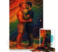 Rompecabezas difícil para Adultos de 1000 Piezas con diseño de Pareja Gay besándose, Ideal para un desafío Mental Juguete de Ocio Suave con Corte preciso Regalo Memorable (38x26cm)
