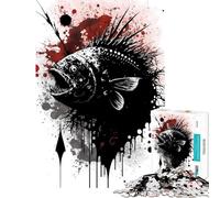 Rompecabezas difícil para Adultos de 1000 Piezas con diseño de pez Pescador Pintura con Tinta Actividades Divertidas para Hacer en casa Montaje de Patrones Juguetes antiestrés para Mayores de 14 años