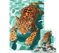 Rompecabezas difícil para Adultos de 1000 Piezas con ilustración de un Jaguar Nadando en el Agua Actividades Divertidas para Hacer en casa Actividades Familiares Juegos Divertidos Apto para Mayores