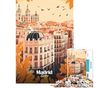 Rompecabezas difícil para Adultos de 1000 Piezas con ilustración del Paisaje Urbano de Madrid Actividades Divertidas para Hacer en casa Juguete de desafío difícil Decoración de Pared Juego