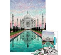 Rompecabezas difícil para Adultos de 1000 Piezas con Reflejo de Mosaico del Taj Mahal Juego Familiar Divertido y Original Amigos y Familiares (tamaño 50x75cm)