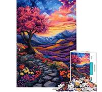Rompecabezas difícil para Adultos de 1000 Piezas con Vibrante Paisaje Pintado con un Sendero Floral Rompecabezas para Adolescentes para Pasar el Tiempo en casa Durante Las Vacaciones Un Juego