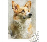 Rompecabezas Difícil para Adultos De 1000 Piezas Corgi Dog Watercolor Art Print Rompecabezas para Adultos Juego Práctico Arte De Pared Regalo De Cumpleaños, Regalos, 38x26cm/1000pcs