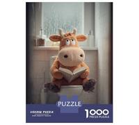 Rompecabezas Difícil para Adultos De 1000 Piezas Cow Plush Reading on Toilet Rompecabezas para Adultos Juego Familiar Difícil Gran Regalo para Jugar 70x50cm/1000pcs