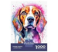 Rompecabezas Difícil para Adultos De 1000 Piezas Cute Beagle Dog Portrait Rompecabezas para Adultos Juguetes De Bricolaje Mejora La Memoria Desafiante De Completar 52x38cm/1000pcs