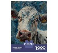 Rompecabezas Difícil para Adultos De 1000 Piezas Cute Cow Oil Painting Art Rompecabezas para Adultos Juego Familiar Difícil Gran Regalo para Jugar 38x26cm/1000pcs