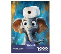 Rompecabezas Difícil para Adultos De 1000 Piezas Cute Elephant with Toilet Paper Rompecabezas Juego Práctico Una Obra De Arte Regalos para Amigos Y Familiares 70x50cm/1000pcs