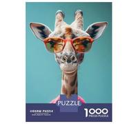 Rompecabezas Difícil para Adultos De 1000 Piezas Cute Giraffe with Glasses Rompecabezas para Adultos Juguetes De Bricolaje Mejora La Memoria Desafiante De Completar 52x38cm/1000pcs