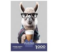 Rompecabezas Difícil para Adultos De 1000 Piezas Cute Llama and Expresso Rompecabezas para Adultos Juguetes Antiestrés Desafío Educativo De Corte De Precisión 52x38cm/1000pcs