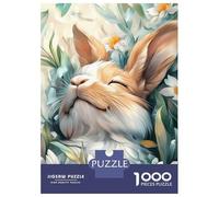 Rompecabezas Difícil para Adultos De 1000 Piezas Cute Sleeping Bunny in Flowers Rompecabezas para Adolescentes Juegos Divertidos Regalos para Mujeres Desafiante De Completar 70x50cm/1000pcs