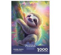 Rompecabezas Difícil para Adultos De 1000 Piezas Cute Sloth in Fantasy Tree Rompecabezas para Adultos Juego De Ingenio Carrera De Velocidad De Manos Desafío Educativo 52x38cm/1000pcs