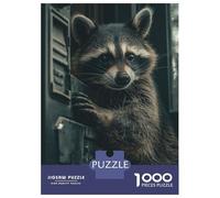 Rompecabezas Difícil para Adultos De 1000 Piezas Dark Moody Raccoon Animal Rompecabezas para Adultos Juguetes De Bricolaje Mejora La Memoria Desafiante De Completar 52x38cm/1000pcs